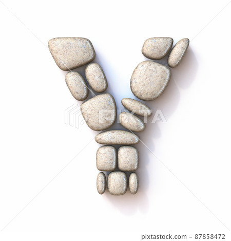 Pebble font Letter Y 3D 87858472