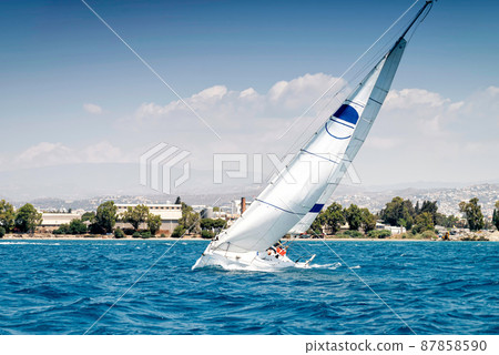 Sailing yacht race in Mediterranean sea 87858590