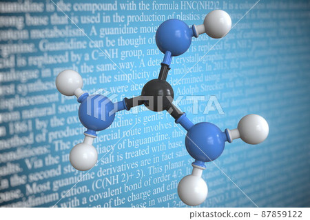 Guanidine scientific molecular model, 3D rendering 87859122