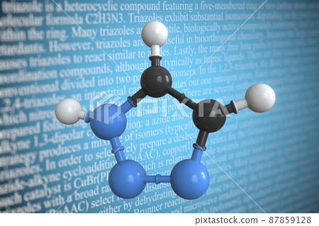 Triazole scientific molecular model, 3D rendering 87859128