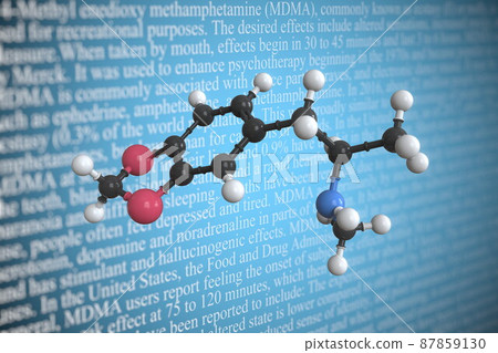 Molecular model of mdma, 3D rendering 87859130