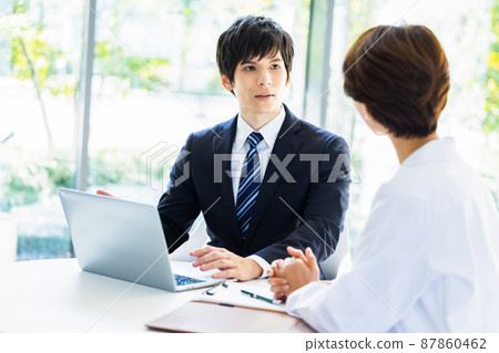 Business Hospital Doctor Research MR Meeting Business Negotiation Shooting Cooperation: LINK FOREST 87860462