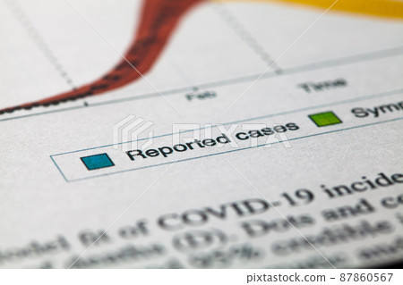 Coronavirus COVID-19 global pandemic crisis,health care report,graph chart with stats,high death toll,mortality rate and number of patient cases,scientific research illustrating virus disease spread 87860567