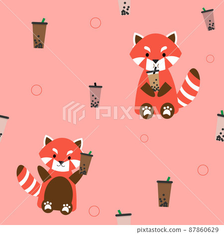 cute red panda with milk tea seamless pattern for print or fabric cute red panda with milk tea seamless pattern for print or fabric 87860629