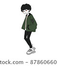 穿著 MA-1_fashion illustration_color 的休閒時尚男士 87860660