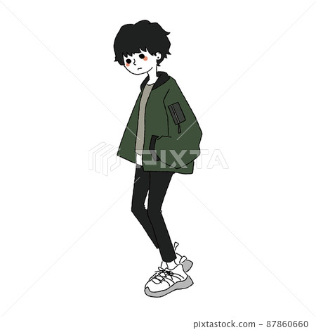 穿著 MA-1_fashion illustration_color 的休閒時尚男士 87860660
