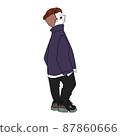 休閒時尚兩塊男士時尚插畫色 87860666