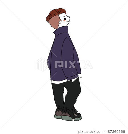休閒時尚兩塊男士時尚插畫色 87860666