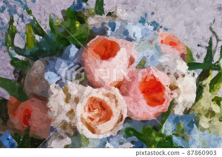 Abstract beautiful oil painting rose flower Abstract beautiful oil painting rose flower 87860903