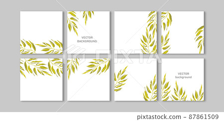 Trendy vector set for Social media stories and post, mobile apps, banners design, web ads. Template squared background with copy space and tropical leaves. Editable frame, mockup for advertising 87861509