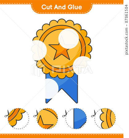Cut and glue, cut parts of Trophy and glue them. Educational children game, printable worksheet, vector illustration Cut and glue, cut parts of Trophy and glue them. Educational children game, printable worksheet, vector illustration 87861584