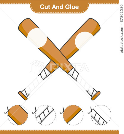 Cut and glue, cut parts of Baseball Bat and glue them. Educational children game, printable worksheet, vector illustration Cut and glue, cut parts of Baseball Bat and glue them. Educational children game, printable worksheet, vector illustration 87861586