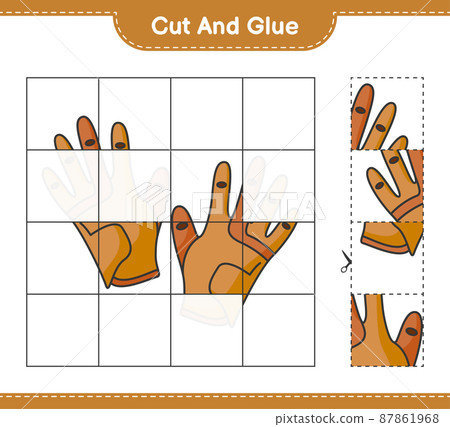 Cut and glue, cut parts of Golf Gloves and glue them. Educational children game, printable worksheet, vector illustration Cut and glue, cut parts of Golf Gloves and glue them. Educational children game, printable worksheet, vector illustration 87861968