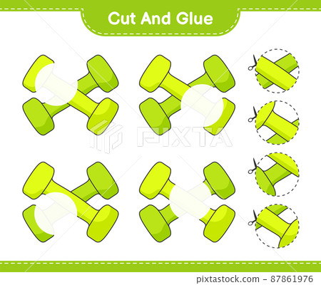 Cut and glue, cut parts of Dumbbell and glue them. Educational children game, printable worksheet, vector illustration Cut and glue, cut parts of Dumbbell and glue them. Educational children game, printable worksheet, vector illustration 87861976