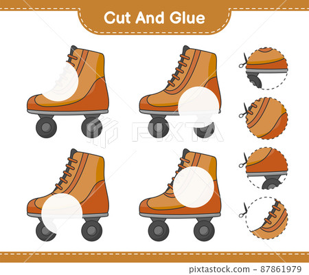 Cut and glue, cut parts of Roller Skate and glue them. Educational children game, printable worksheet, vector illustration Cut and glue, cut parts of Roller Skate and glue them. Educational children game, printable worksheet, vector illustration 87861979