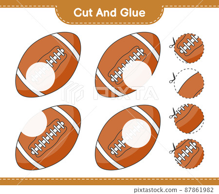 Cut and glue, cut parts of Rugby Ball and glue them. Educational children game, printable worksheet, vector illustration Cut and glue, cut parts of Rugby Ball and glue them. Educational children game, printable worksheet, vector illustration 87861982