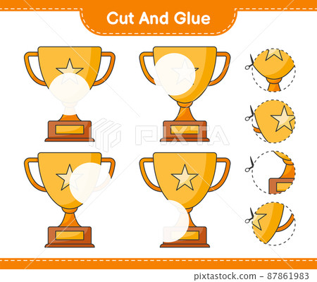 Cut and glue, cut parts of Trophy and glue them. Educational children game, printable worksheet, vector illustration Cut and glue, cut parts of Trophy and glue them. Educational children game, printable worksheet, vector illustration 87861983