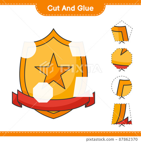 Cut and glue, cut parts of Trophy and glue them. Educational children game, printable worksheet, vector illustration 87862370