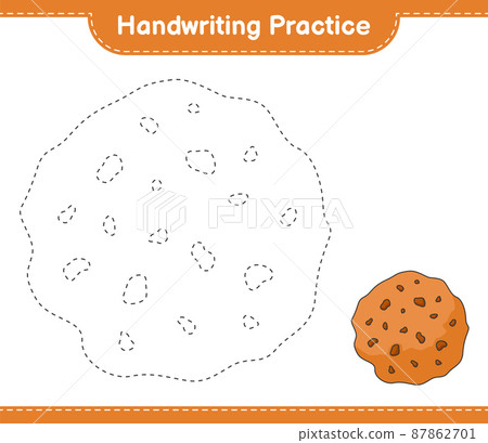 Handwriting practice. Tracing lines of Cookie. Educational children game, printable worksheet, vector illustration 87862701