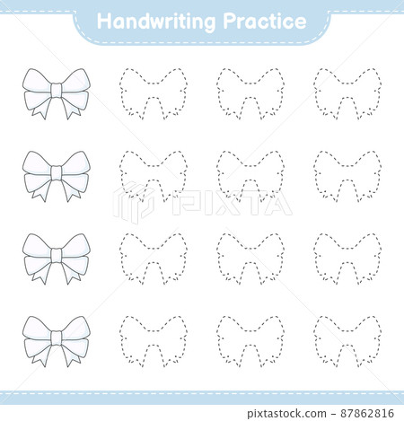 Handwriting practice. Tracing lines of Ribbon. Educational children game, printable worksheet, vector illustration 87862816