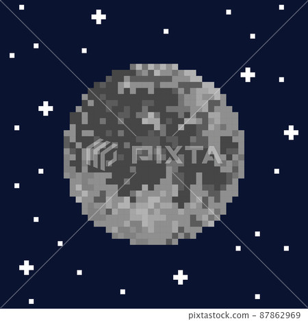 Pixel art moon and stars. Vector illustration Pixel art moon and stars. Vector illustration 87862969