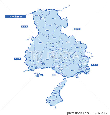 Hyogo Prefecture Map Simple Light Blue... - Stock Illustration ...