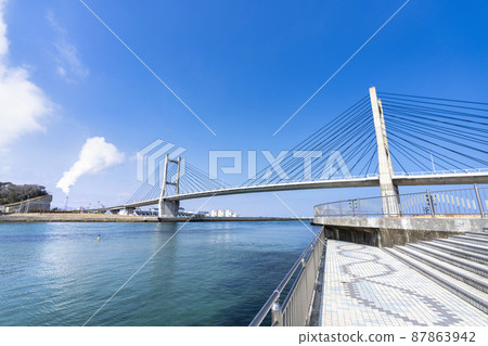 Blue Sky and Matsukawaura Ohashi, Soma City, Fukushima Prefecture 87863942