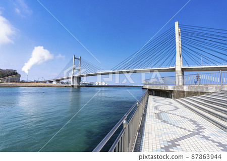 福島縣相馬市藍天和松川浦大橋 福島縣相馬市藍天和松川浦大橋 87863944