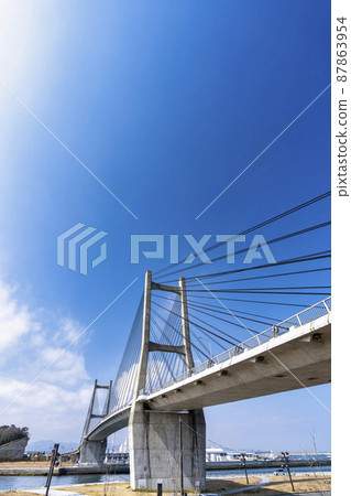 Blue Sky and Matsukawaura Ohashi, Soma City, Fukushima Prefecture 87863954