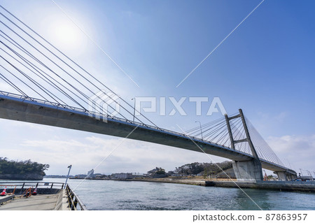 Blue Sky and Matsukawaura Ohashi, Soma City, Fukushima Prefecture 87863957