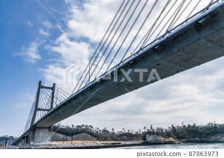 Blue Sky and Matsukawaura Ohashi, Soma City, Fukushima Prefecture 87863973