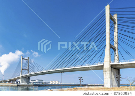 Blue Sky and Matsukawaura Ohashi, Soma City, Fukushima Prefecture 87863984