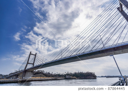 福島縣相馬市藍天和松川浦大橋 87864445