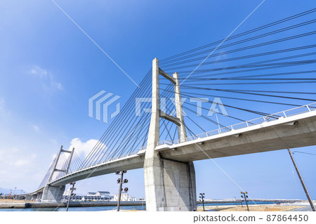 Blue Sky and Matsukawaura Ohashi, Soma City, Fukushima Prefecture 87864450