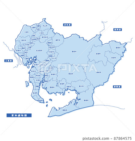 愛知縣地圖簡單淺藍色自治市 87864575