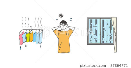 Indoor drying and women on a rainy day 87864771