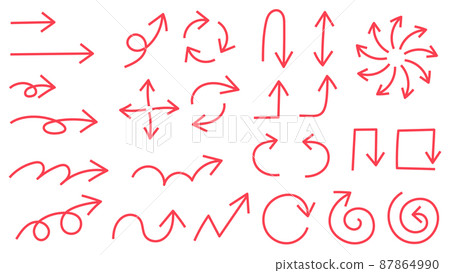 Simple line arrow set-red 87864990