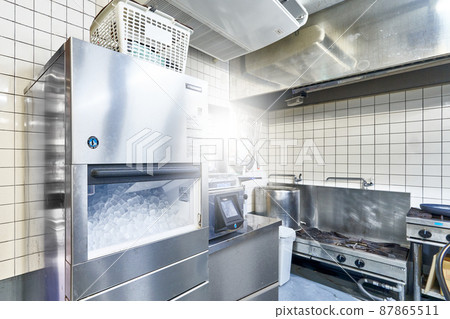 Inside view of the kitchen with an ice dispenser Inside view of the kitchen with an ice dispenser 87865511