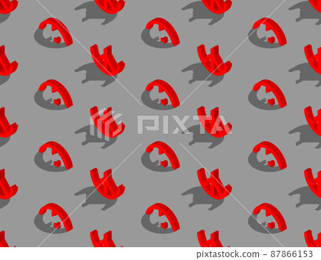 Broken Peace icon 3d isometric seamless pattern, Pray and Stop war concept design poster and social banner post horizontal illustration isolated on grey background with space, vector eps 10 87866153
