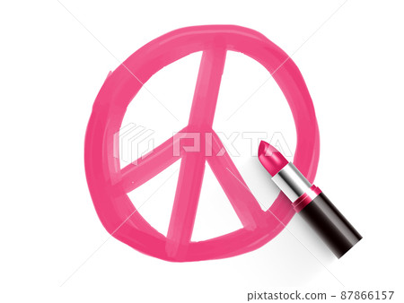 Peace icon drawing by Lipstick pink color, Pray for peaceful and Stop war concept design illustration isolated on white background with copy space, vector Peace icon drawing by Lipstick pink color, Pray for peaceful and Stop war concept design illustration isolated on white background with copy space, vector 87866157