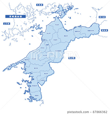 愛媛縣地圖簡單淺藍色自治市 愛媛縣地圖簡單淺藍色自治市 87866362