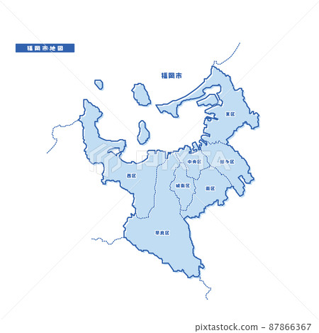 Fukuoka City Map Simple Light Blue Municipality Fukuoka City Map Simple Light Blue Municipality 87866367