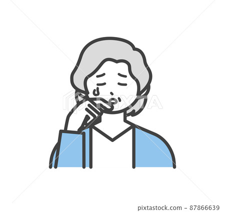 老年婦女面部表情和手勢的插圖素材 老年婦女面部表情和手勢的插圖素材 87866639