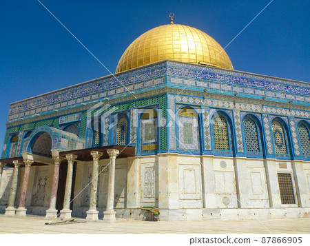 以色列耶路撒冷的伊斯蘭聖殿岩石圓頂 87866905