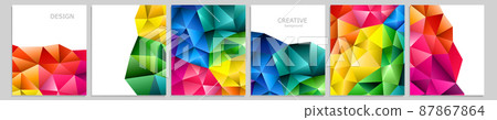 Set of vector cover notebook design. Abstract rainbow minimal triangles halftone template design for notebook paper, copybook brochures, book, magazine. Planner and diary cover for print Set of vector cover notebook design. Abstract rainbow minimal triangles halftone template design for notebook paper, copybook brochures, book, magazine. Planner and diary cover for print 87867864