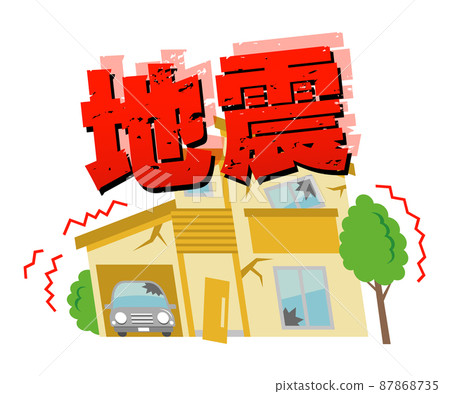 地震和房子的插圖圖像 87868735