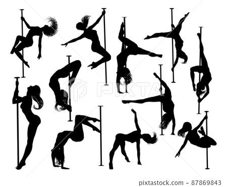 Pole Dancing Women Silhouettes Set Pole Dancing Women Silhouettes Set 87869843
