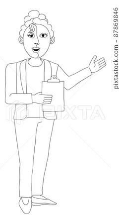 Woman With Clipboard Pointing Illustration Woman With Clipboard Pointing Illustration 87869846