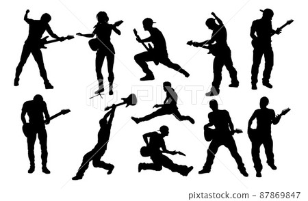 Guitarist Musicians Silhouettes Set Guitarist Musicians Silhouettes Set 87869847