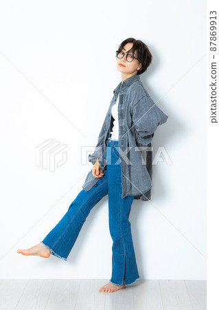 Denim women short hair 87869913